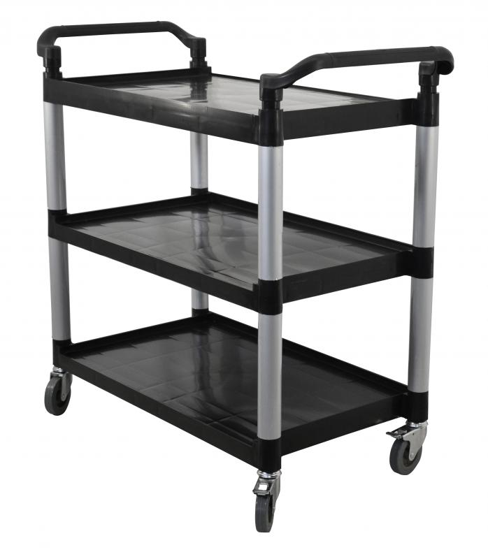 Black Plastic Bussing Cart with 19.5" x 31" tray size